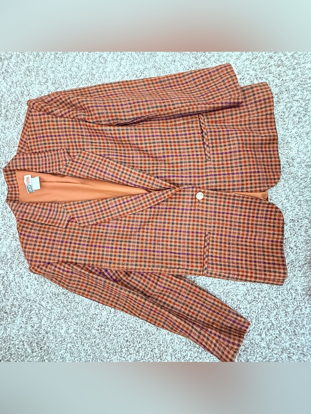 Lucia Petites Plaid Wool Linen Silk Blend Vintage Skirt Suit Sz 4/6P Made in U